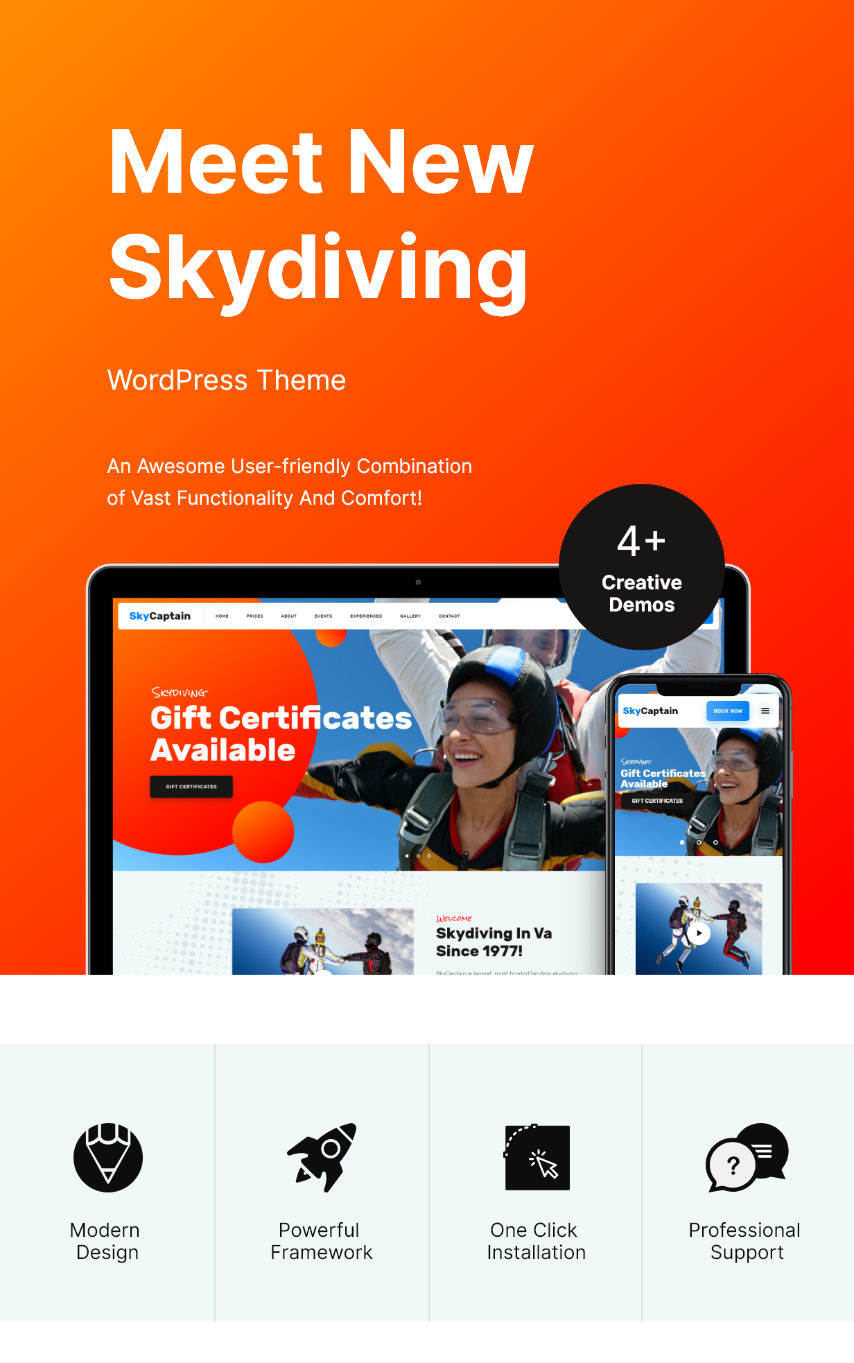 SkyCaptain | Skydiving & Extreme Sports WordPress Theme - 1