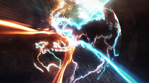 AE模板 能量闪电科技地球logo动画
