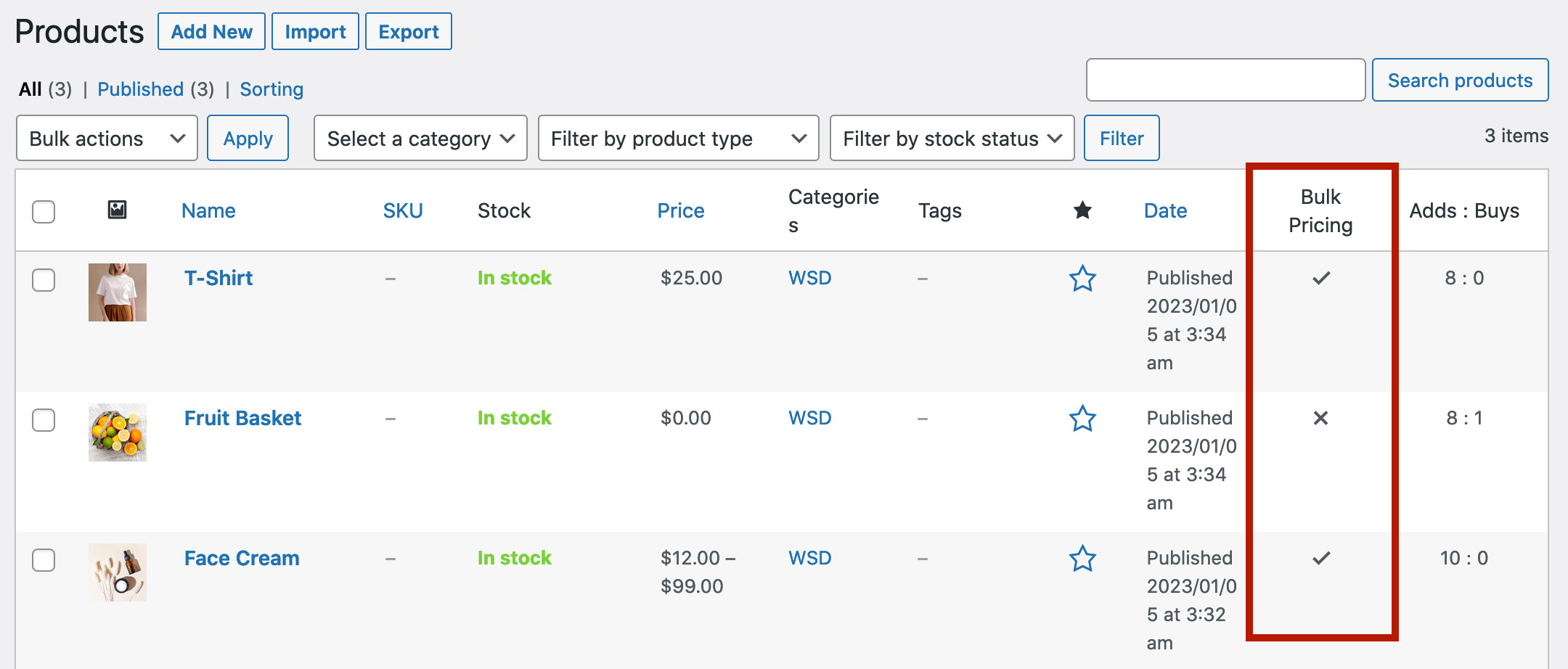 Woo Bulk Pricing Tables - 5