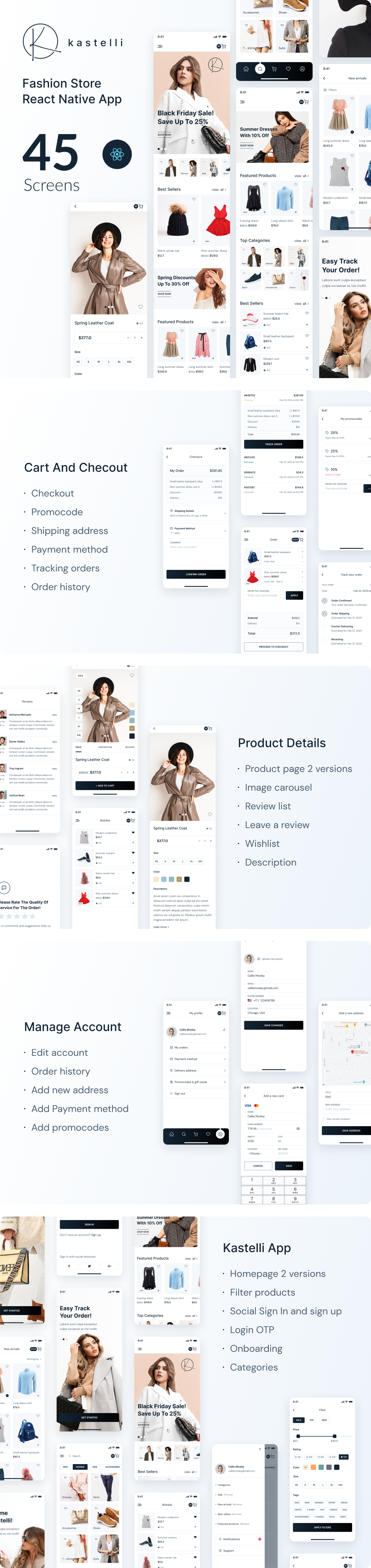 Kastelli - Fashion Stor React Native App | Expo SDK 49.0.10 | TypeScript | Redux Store | Admin Panel - 1