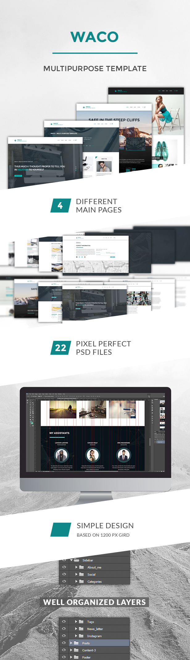 Waco — Multipurpose Portfolio & Blog | Store PSD Template - 1
