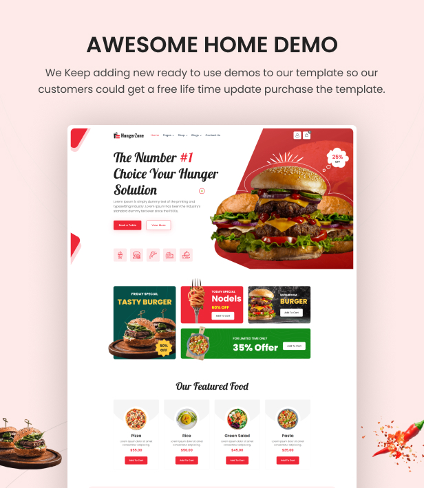 HungerZone - ASP.NET Core & MVC Fast Food And Restaurant Template