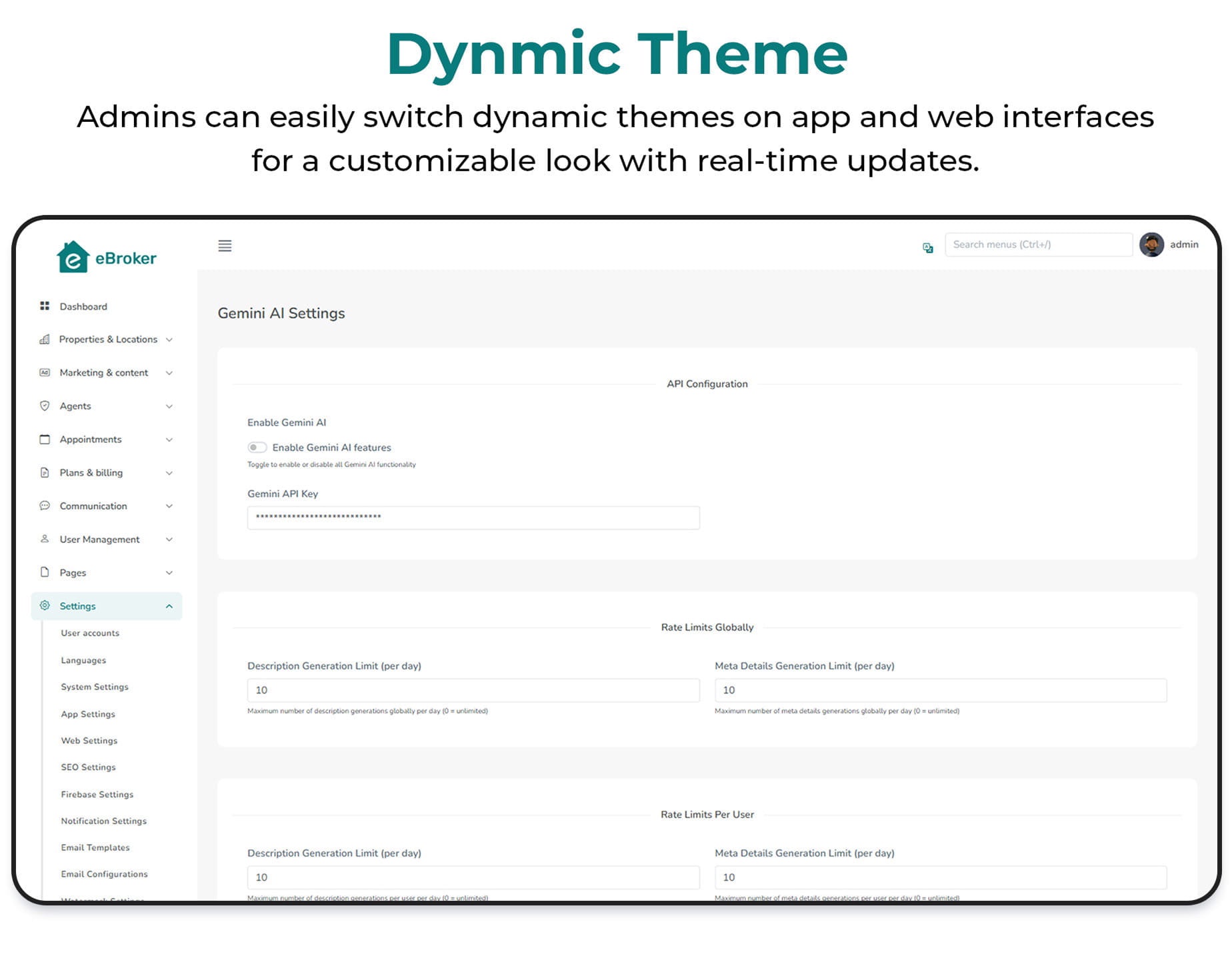 Dynamic theme - Real estate mobile app template