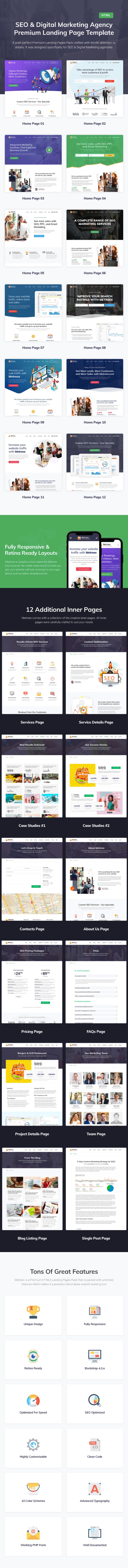 SEO & Digital Marketing Agency  Landing Page Template - Metreex - 2
