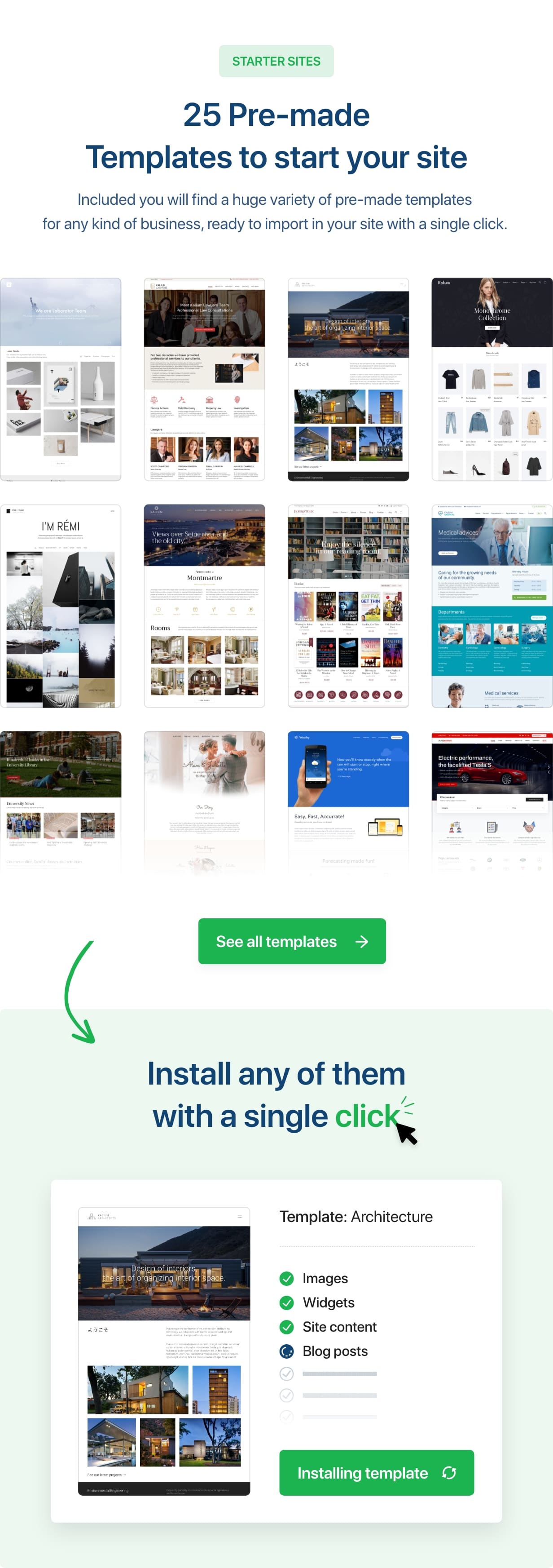 25 Pre-made Templates to start your site