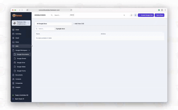 Google Workspace Module for Concord CRM - Google Drive, Sheets, Docs, Forms & Slides - 2