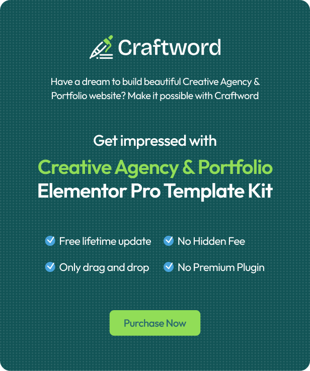 Craftword - Creative Agency & Copywiting Portfolio Elementor Template Kit - 1