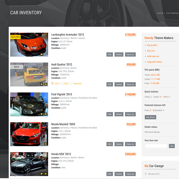 car listing sold and featured labels