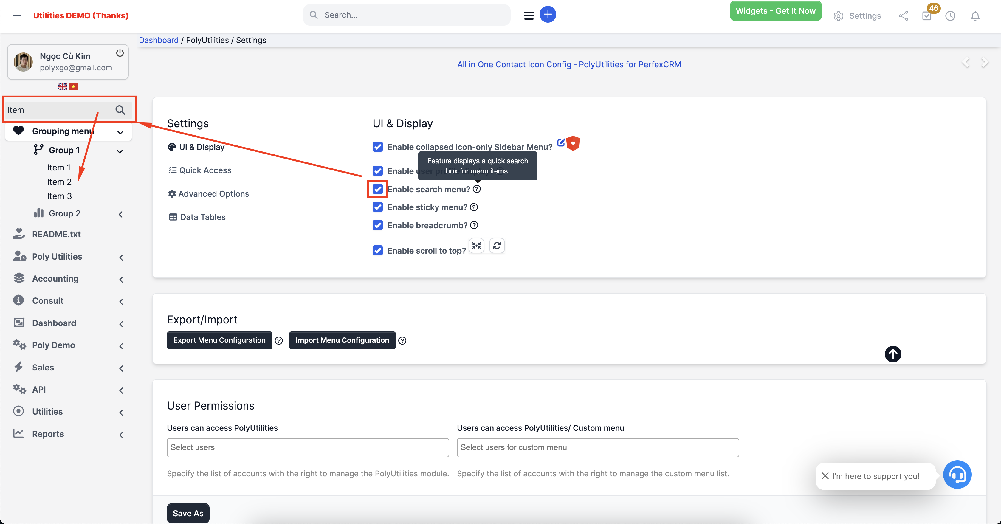 PolyUtilities for Perfex CRM: Quick Access Menu, Custom JS, CSS, and More - 27