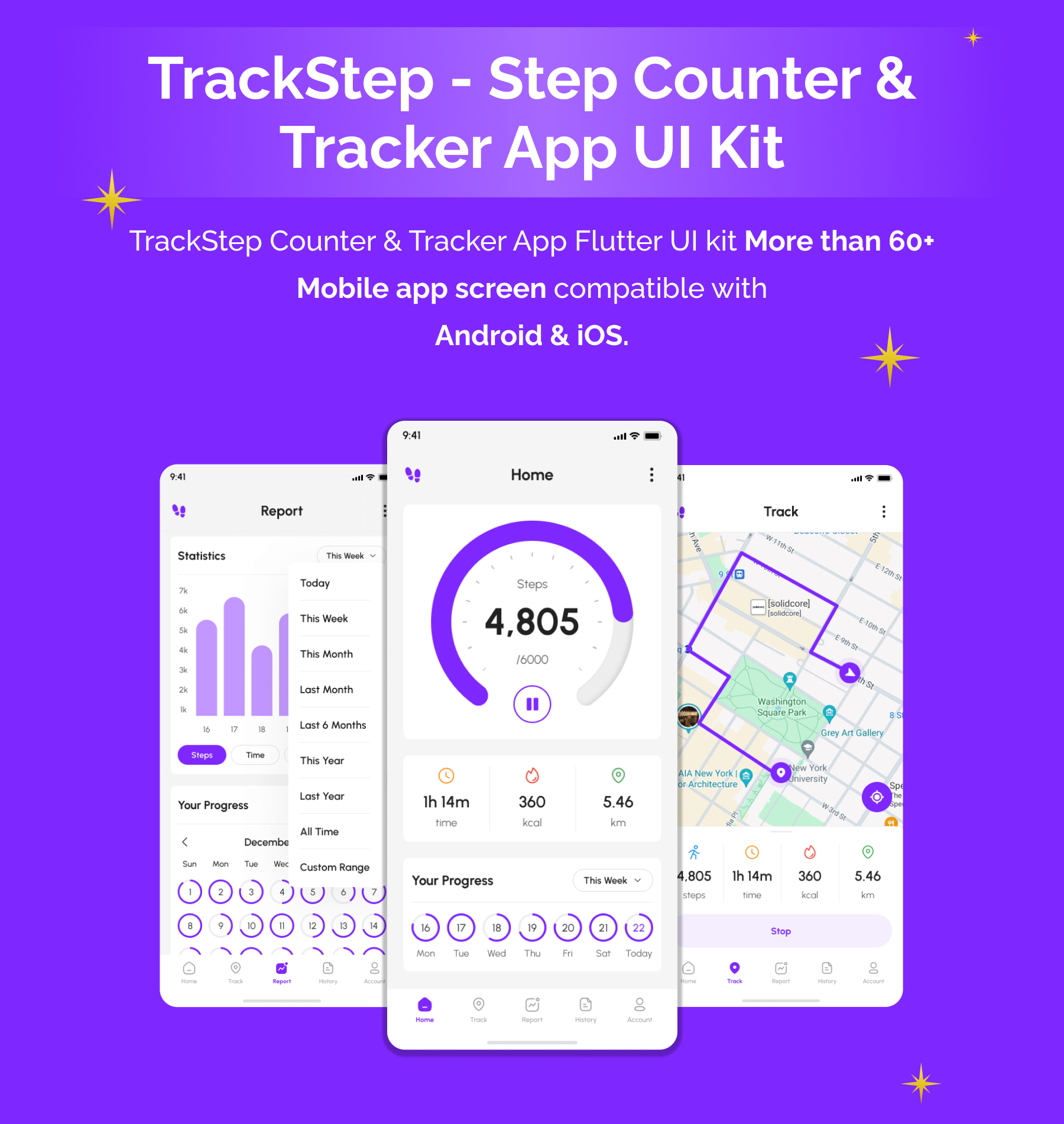 TrackStep - Step Counter | Tracker App | Flutter iOS/Android App Template - 2