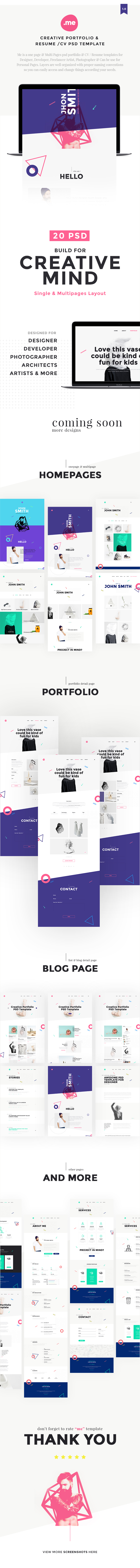 Me - Creative Portfolio & Resume / CV PSD Template - 2