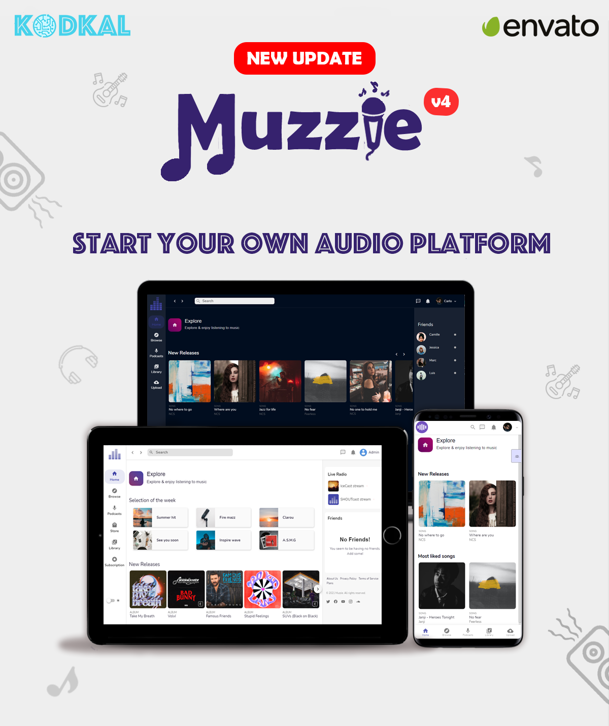 Muzzie - Music, Podcast  & Radio Streaming Platform - 1