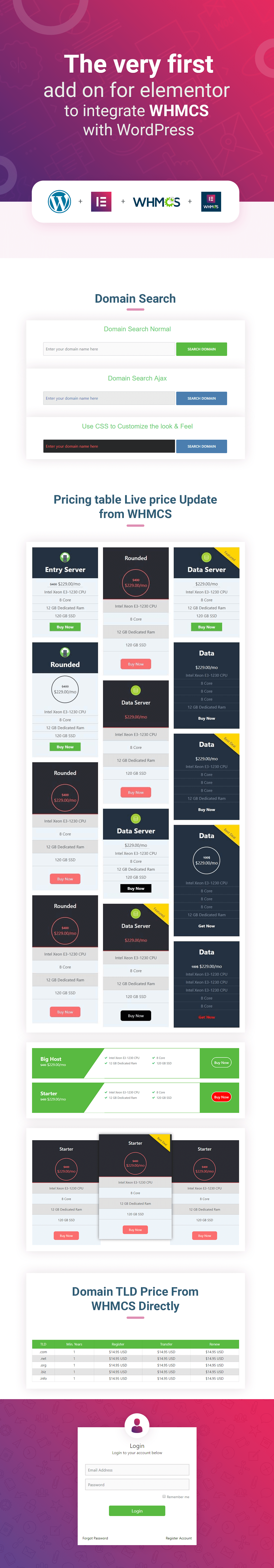 用于 Elementor 页面生成器的 Elementor WHMCS Elements Pro - 1