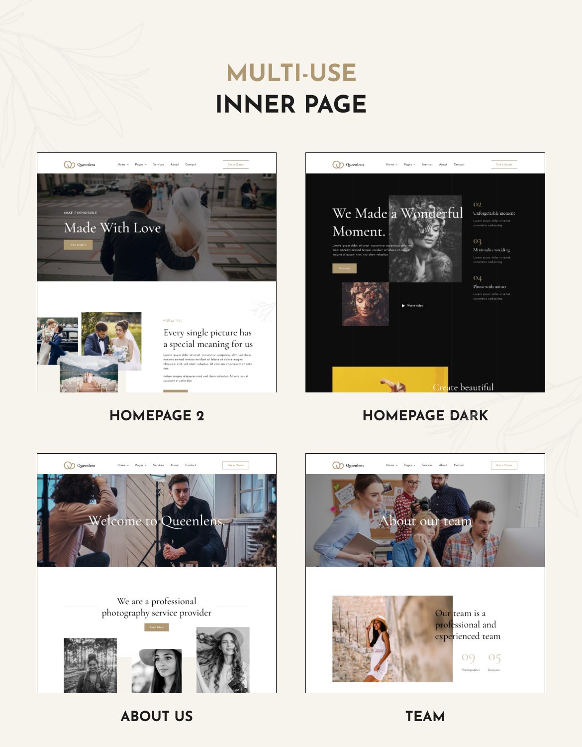 Queenlens - Portfolio & Photography Elementor Template Kit - 2