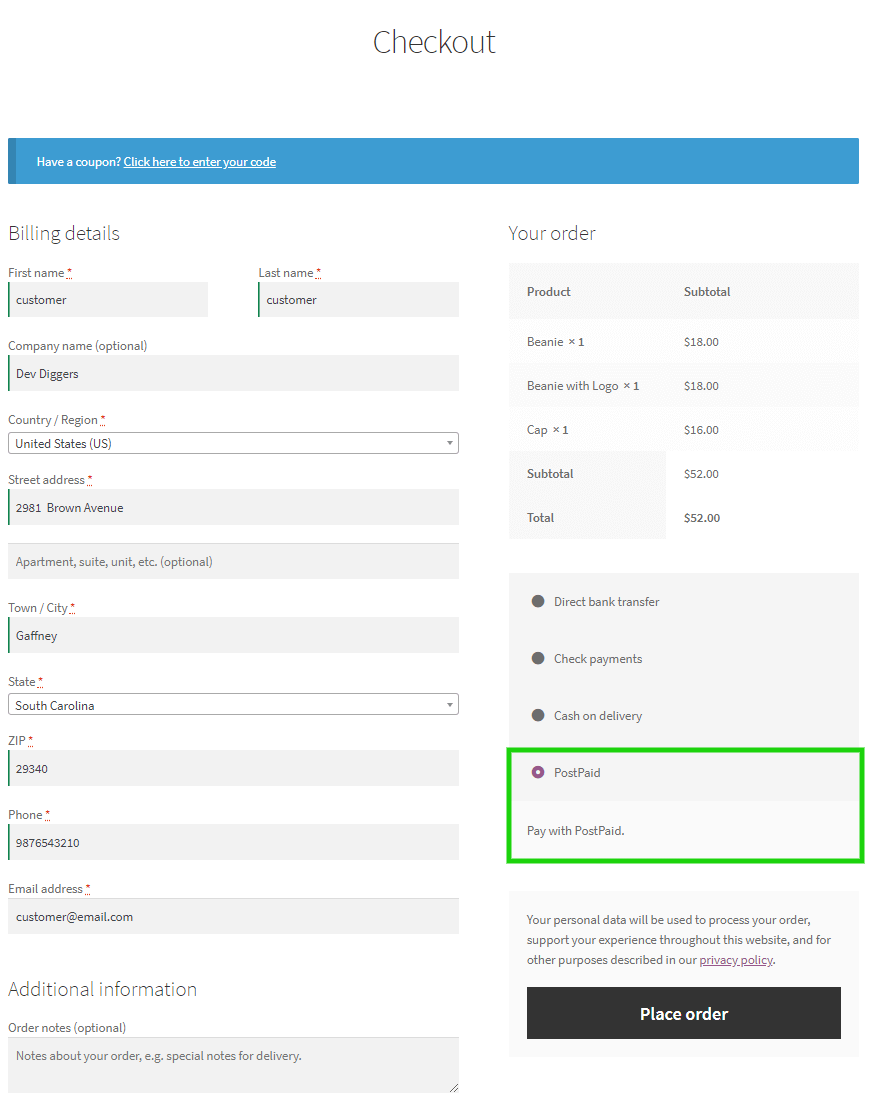 WooCommerce PostPaid - Buy Now Pay Later checkout with postpaid