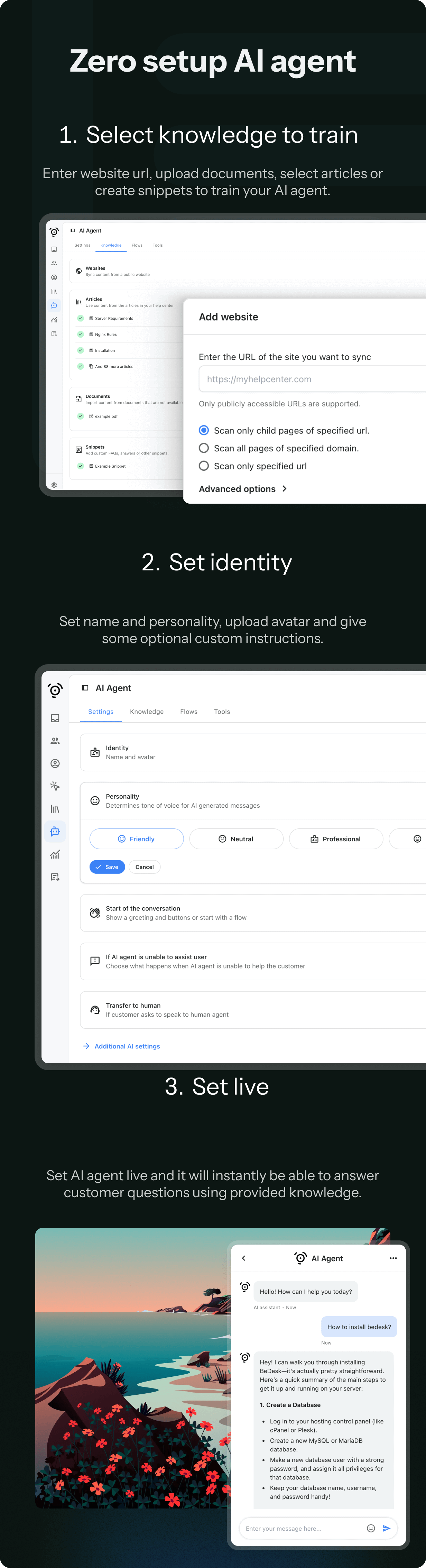 AI agent and chatbot addon for BeDesk support platform - 2