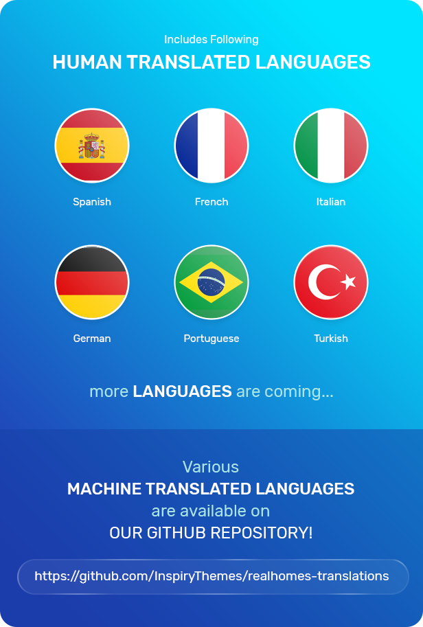 Translation included for Spanish, French, Italian, German, Portuguese and Turkish