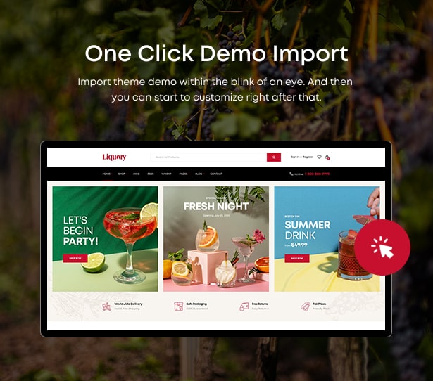 Liquory Drink Wine WordPress Theme 1 Click Import Demos