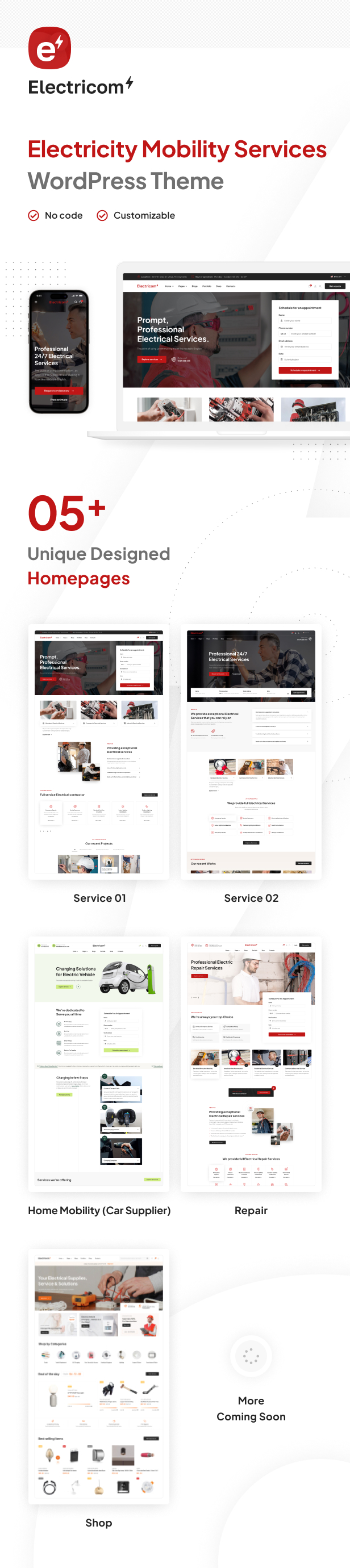 Electricom - Electricity Mobility Services WordPress theme