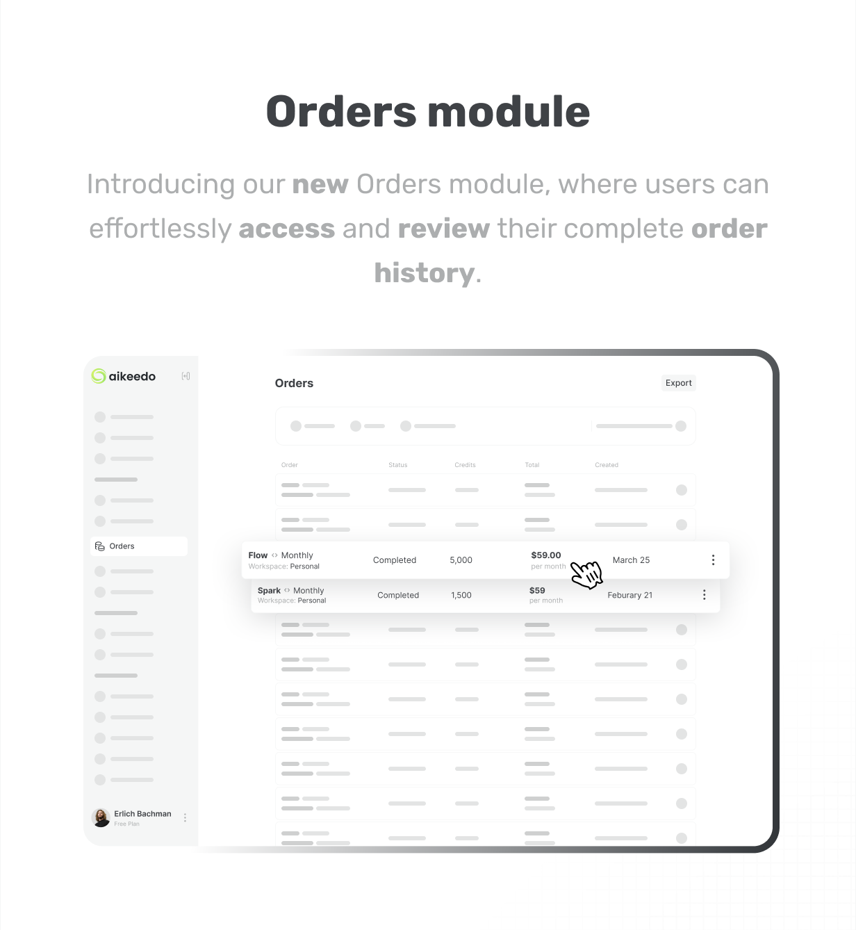Access and Review your complete order history aikeedo @heyaikeedo