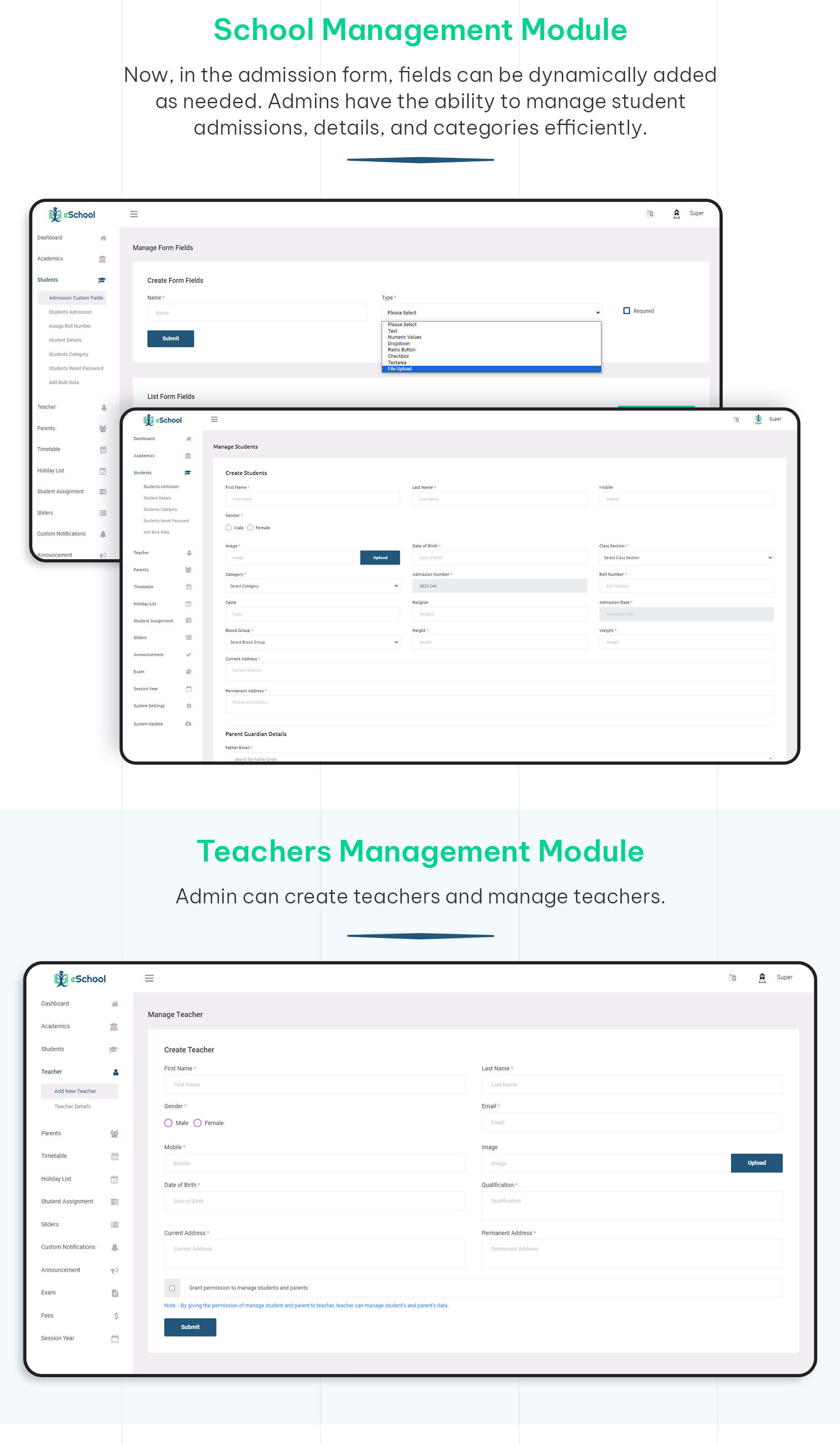 eSchool - School Management System with Student | Parents | Teacher Flutter App | Laravel Admin - 23