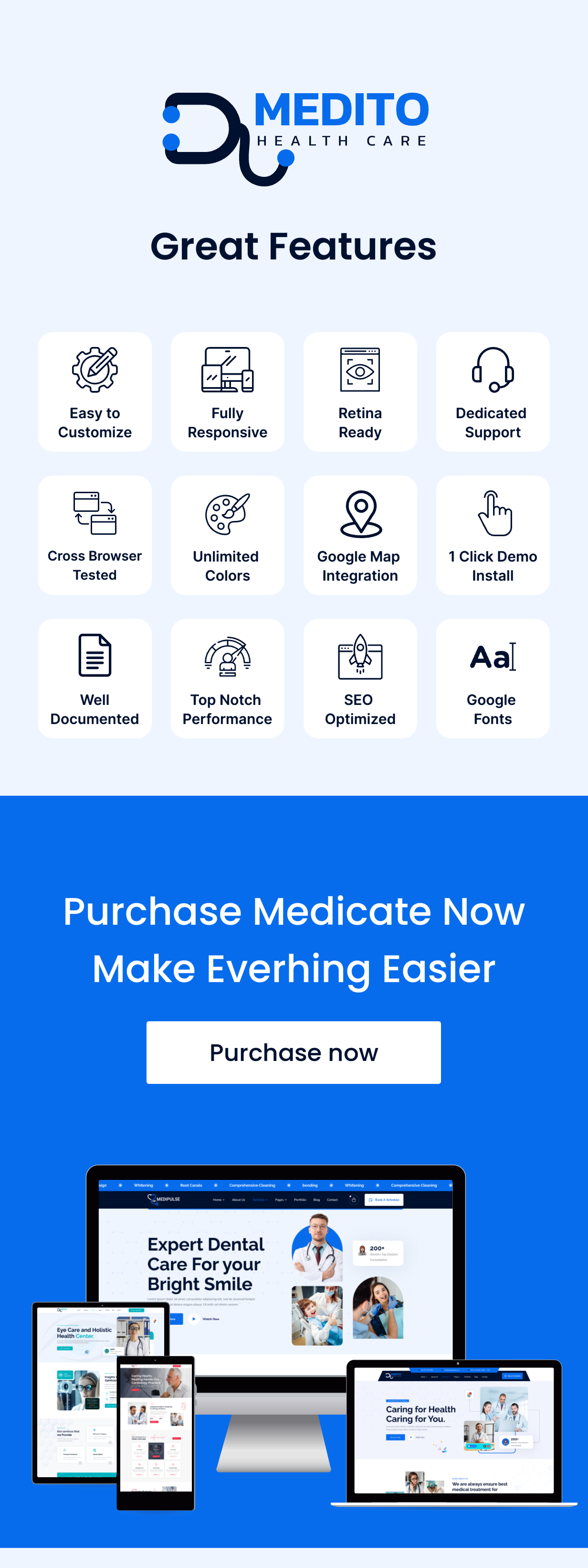 Medito – Health & Medical WooCommerce Shop React JS Template + RTL