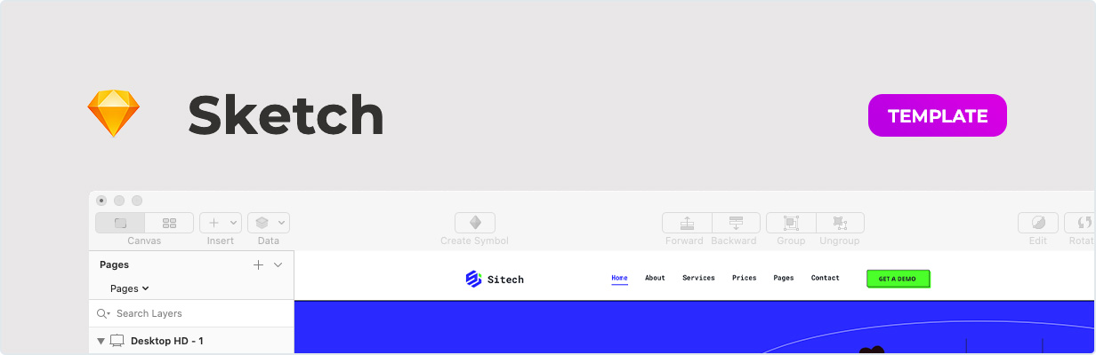 Sitech – SaaS Company Template for Sketch