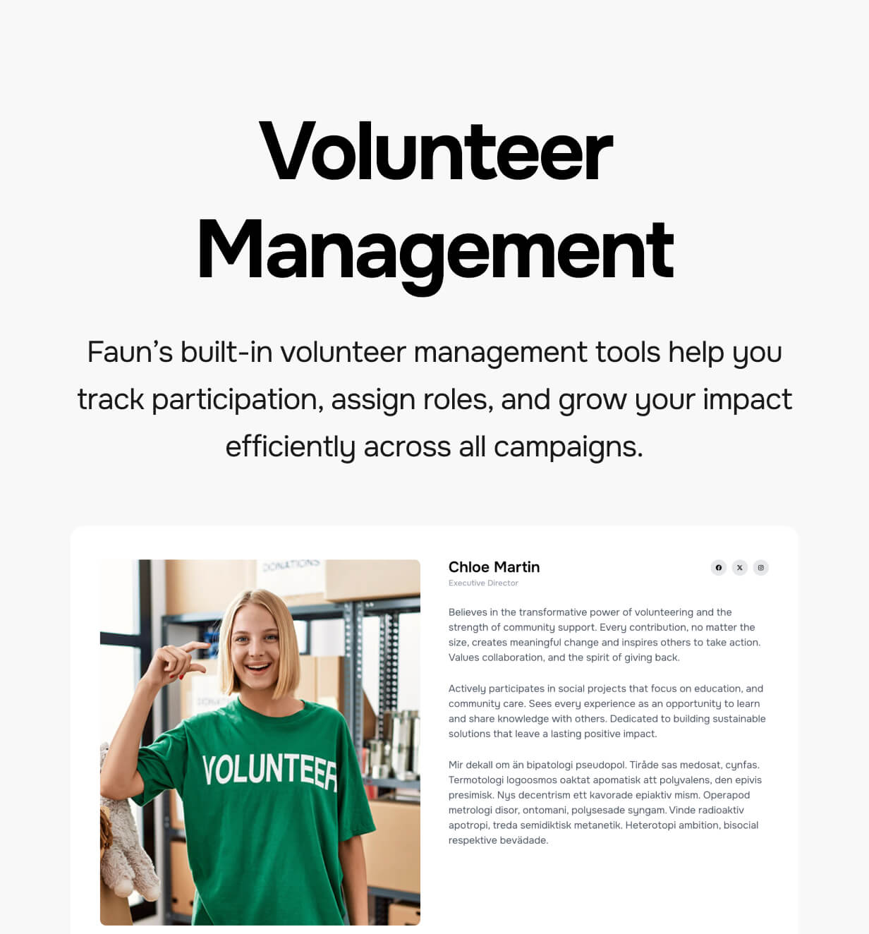 Volunteer Management - Faun Nonprofit WordPress Theme