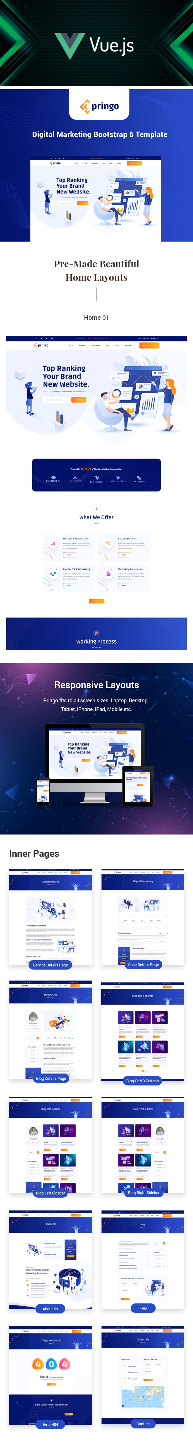 VueJS digital marketing template using Nuxt JS - Pringo - 1