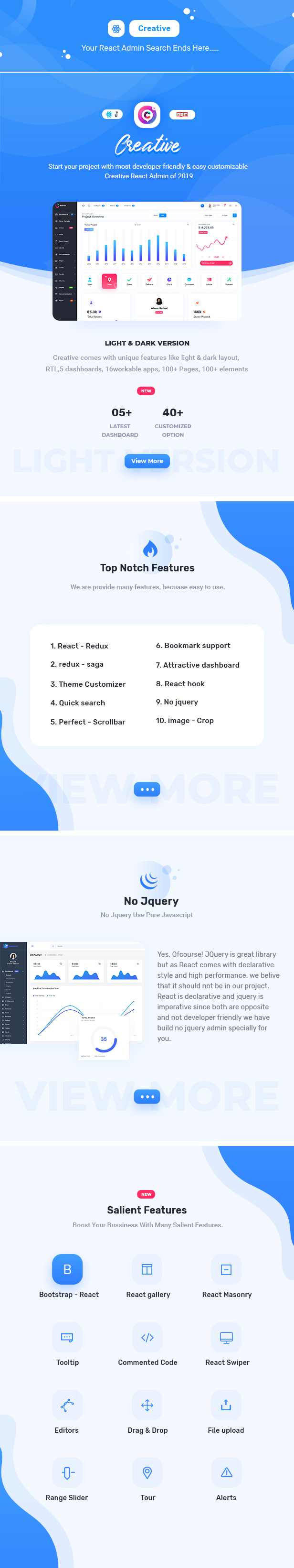 Creative React Admin Dashboard theme