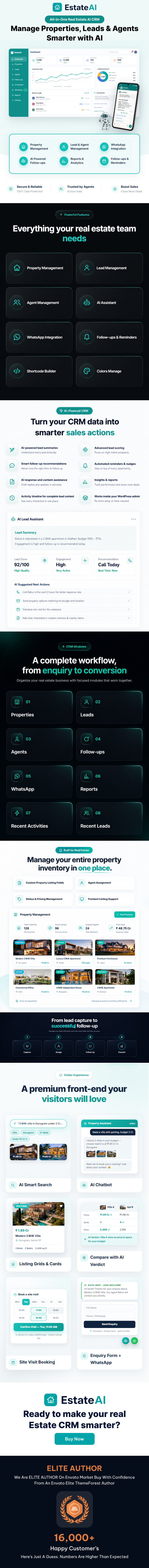EstateAI - CRM de IA para o mercado imobiliário, propriedades, leads, agentes e plugin para WordPress - 1