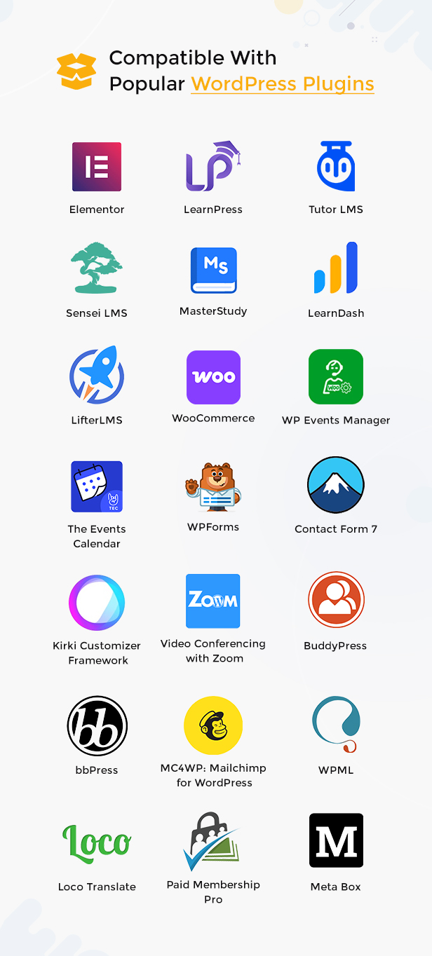 Compatible with Top WordPress Education Plugins