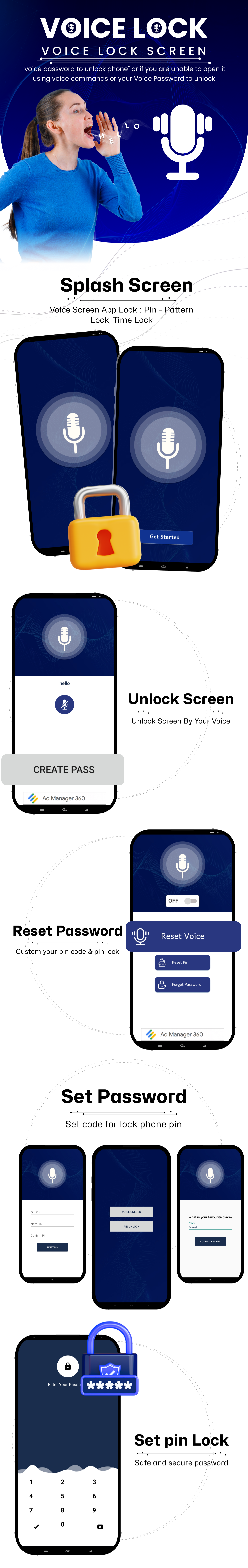 Voice Lock Screen - Voice Security Lock Screen - Voice Pin Lock - Pin Lock - 1