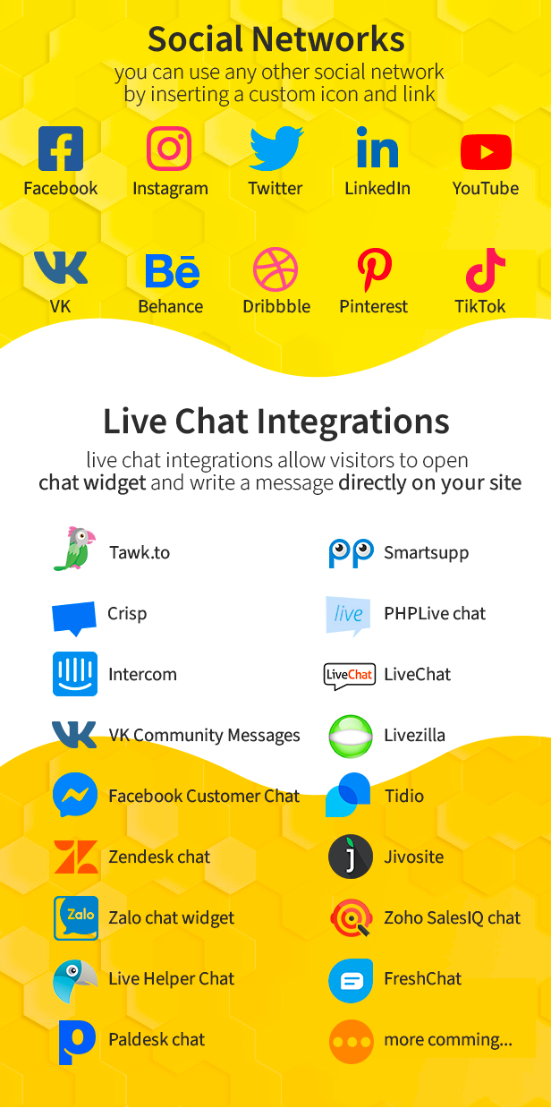 social networks, live chats
