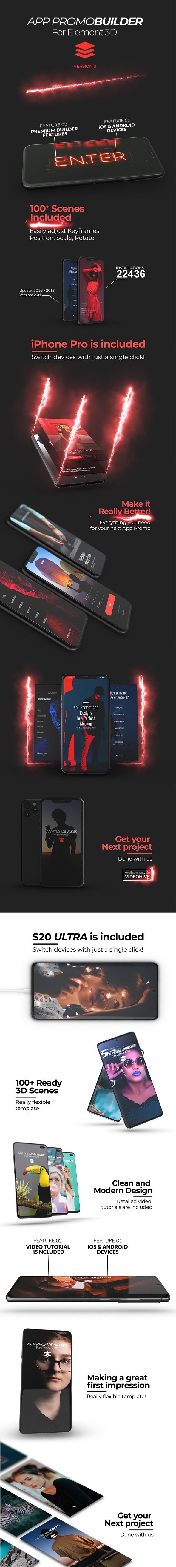 App Promo Builder for Element 3D 24884226 - Project & Script for After Effects (Videohive)