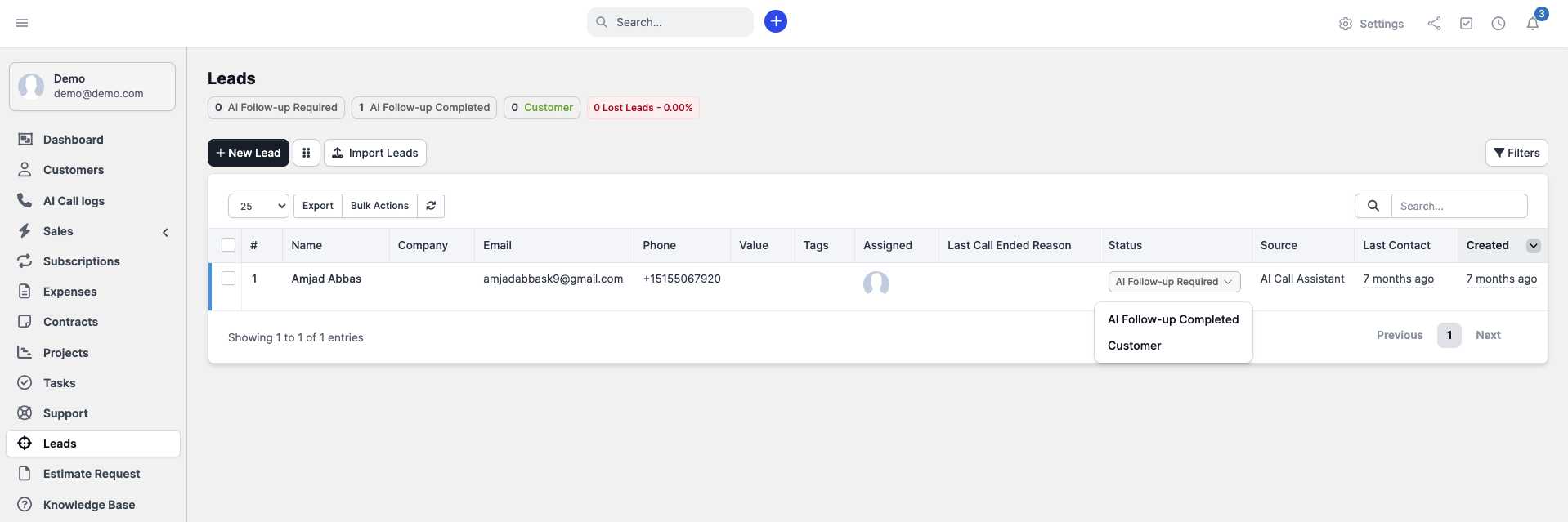 Change Lead Status To Initial OutBound Call Or Create New Lead With The Configured Status