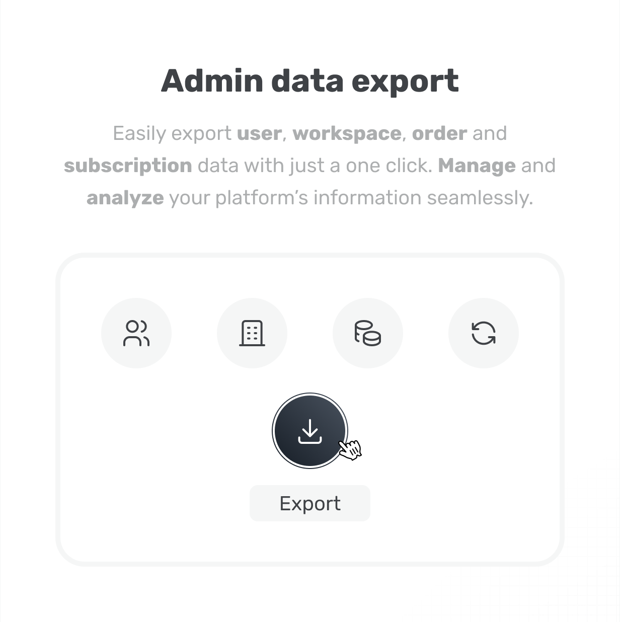 Export user, workspace, order subscription datas aikeedo @heyaikeedo