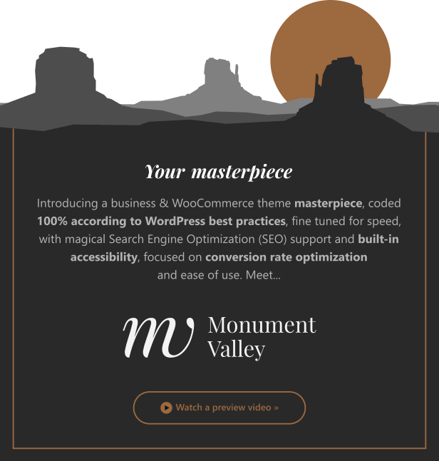 Monument Valley - Accessible WooCommerce & Business Masterpiece