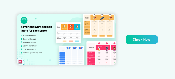 Advanced Comparison Table for Elementor