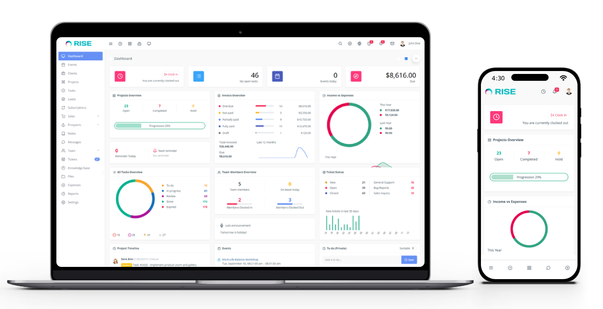 RISE CRM mac and iphone mockup