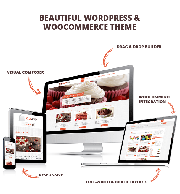 Justshop cakes pastries theme features