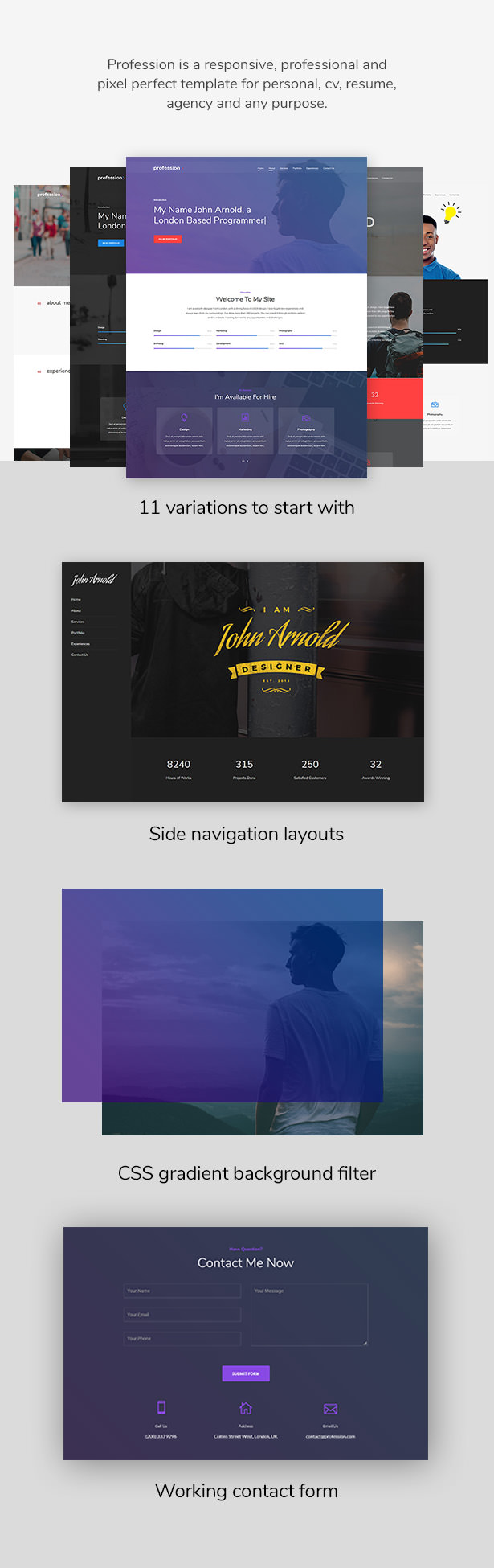 Profession - Personal Resume vCard Template