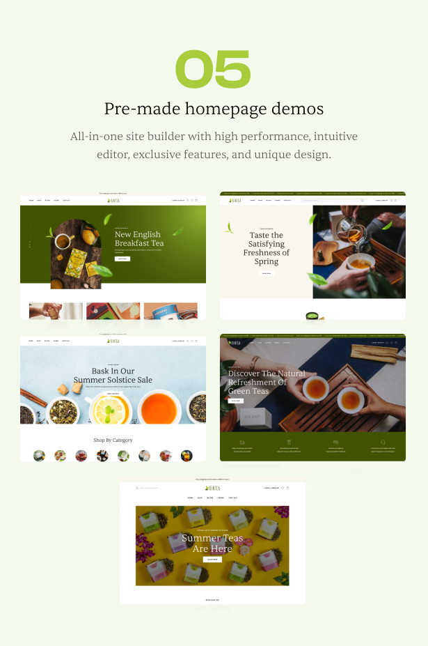 05+ Pre-made Homepage demos 