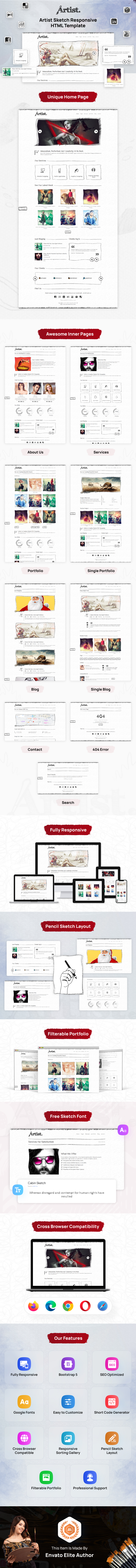 Artist Sketch Responsive HTML Template - 7