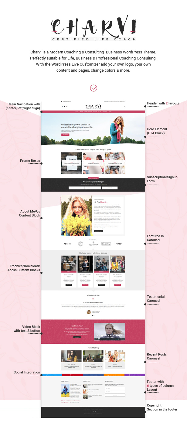 Charvi Coach & Consulting - Feminine Business WordPress Theme - 1