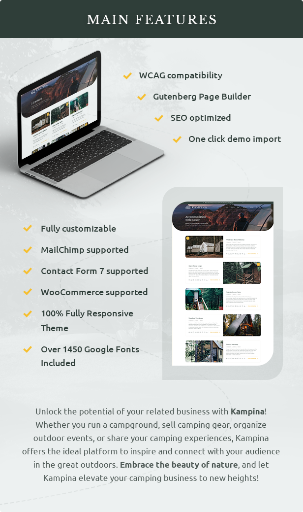 Kampina – Camping WooCommerce WordPress Theme