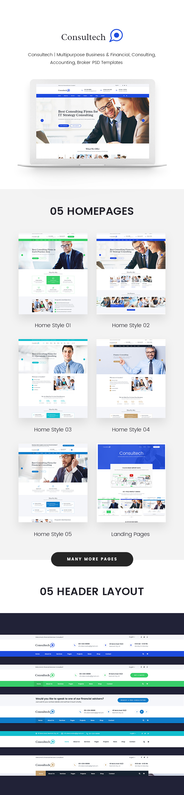 Consultech | Multipurpose Business & Financial, Consulting, Accounting, Broker Psd Templates - 2