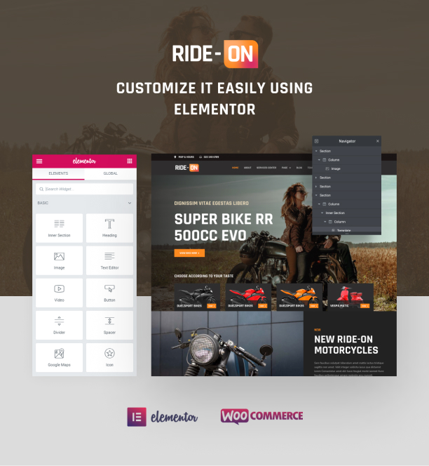 Motorcycle showroom Elementor template