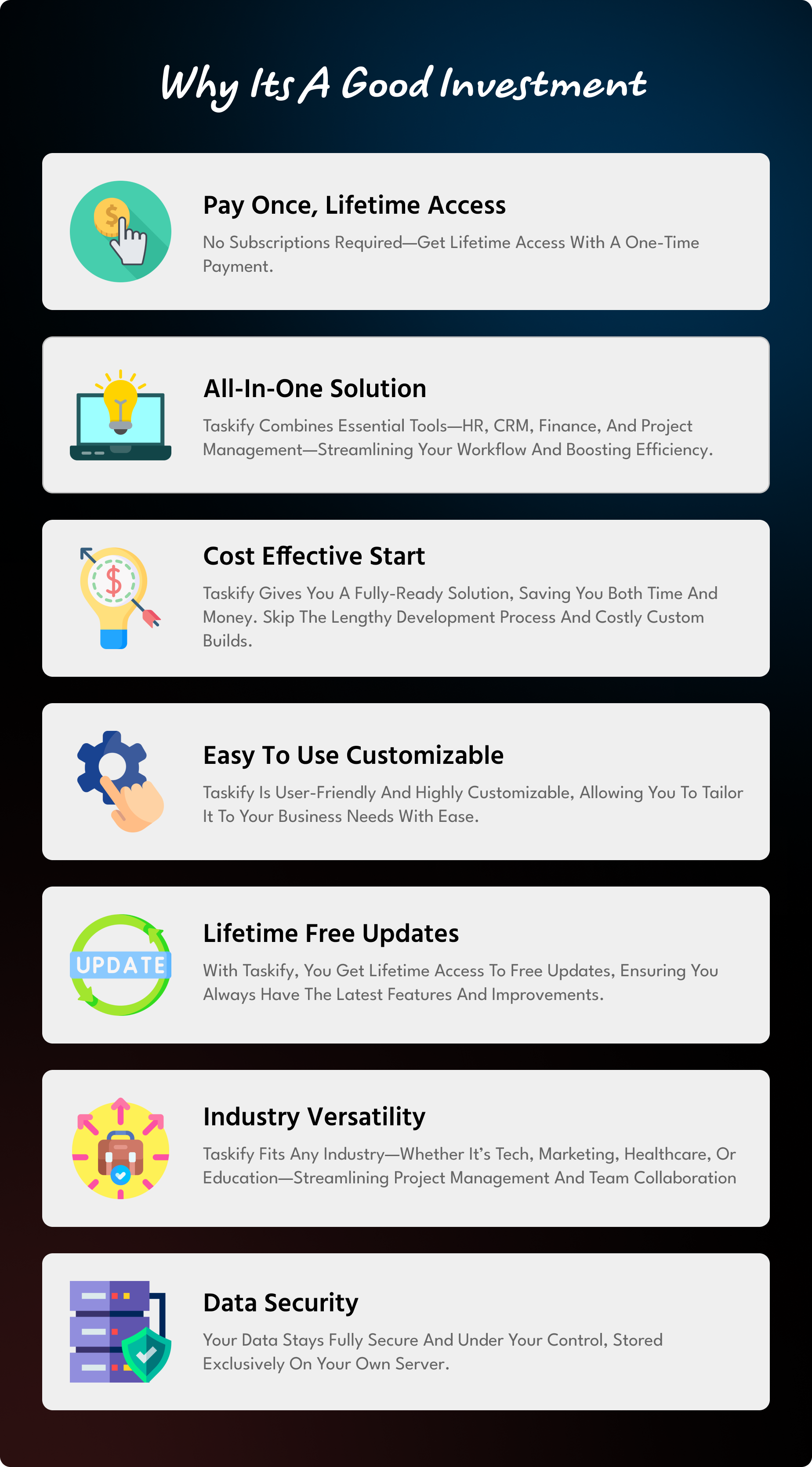 Good Investment - Taskify Flutter App for Project Management, Task Manager and Productivity Tool
