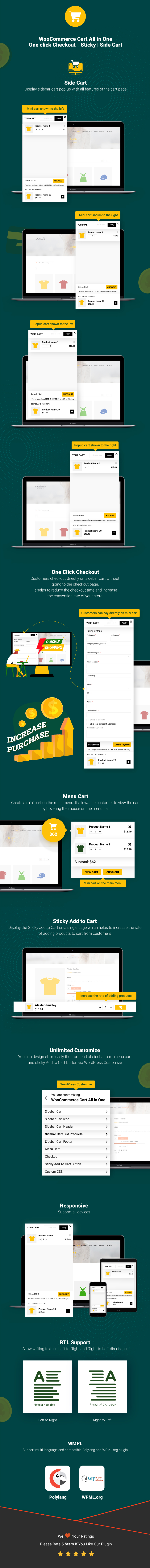 WooCommerce Cart All in One - One click Checkout - Sticky|Side Cart - 5